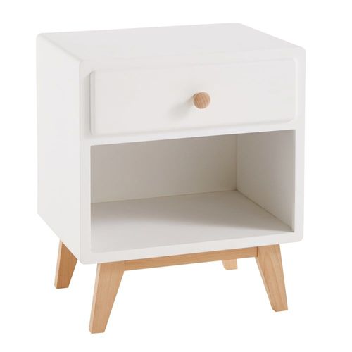 Table De Chevet Vintage 1 Tiroir Blanche