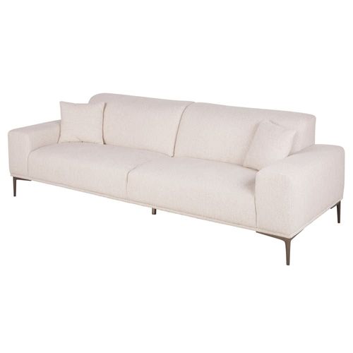 Canapé 3 Places En Textile Tramé Beige