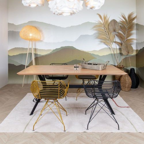 Table En Bois D'acacia Et Pieds En Métal Noir 180cm
