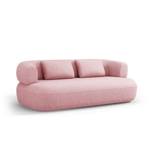 Canapé 3 Places En Tissu Chenille Rose
