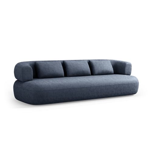 Canapé 4 Places En Tissu Chenille Bleu Foncé