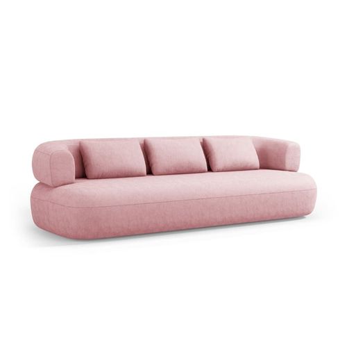 Canapé 4 Places En Tissu Chenille Rose