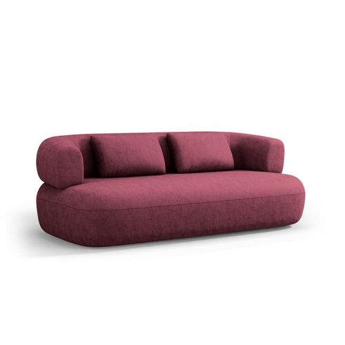Canapé 3 Places En Tissu Chenille Cramoisi