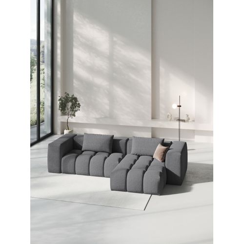 Canapé D'angle Droit Modulable 3 Places En Tissu Structurel Gris