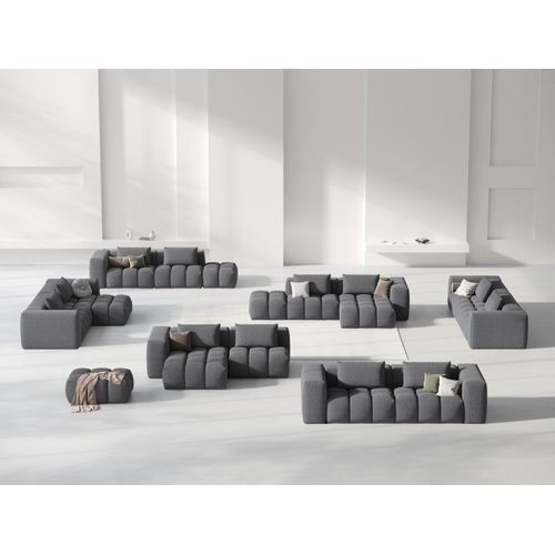 Canapé D'angle Gauche Modulable 3 Places En Tissu Structurel Gris