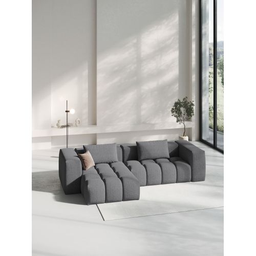 Canapé D'angle Gauche Modulable 3 Places En Tissu Structurel Gris