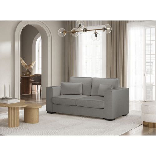 Canapé Droit Fixe 2 Places En Tissu - Gris