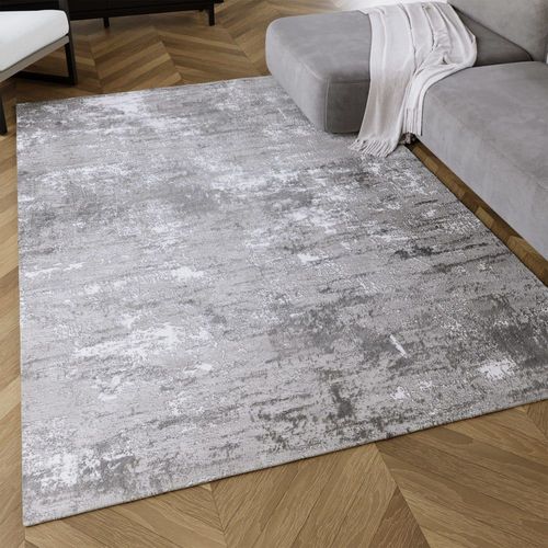 Tapis Velours Ras Style Vintage Gris Et Beige À Relief 160x225