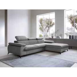 Canapé D'angle Velours 5 Places Gris Clair