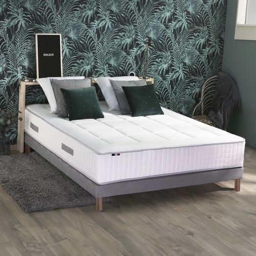 Pack matelas ressort 7 zones + sommier + oreiller couette 140x190