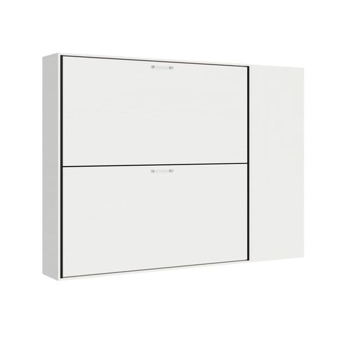Lit Escamotable Horizontal Superposé Effet Bois Frêne Blanc