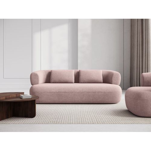 Canapé 3 Places En Tissu Bouclé Rose Poudré