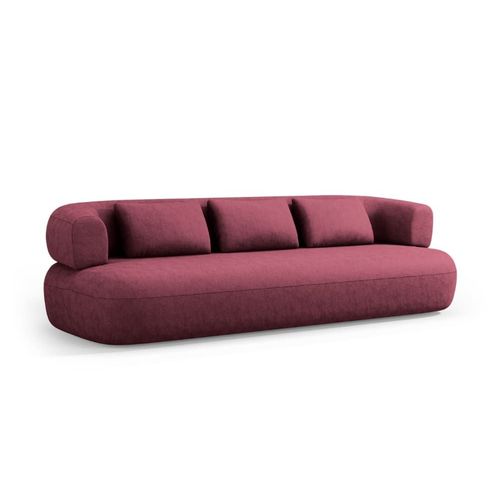 Canapé 4 Places En Tissu Chenille Cramoisi