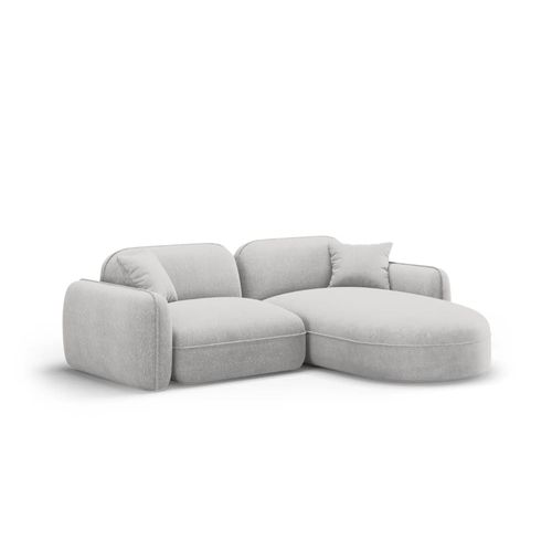 Canapé D'angle Droit Modulable 3 Places En Velours Gris Clair