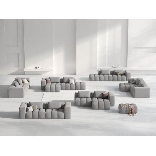 Canapé D'angle Droit Modulable 3 Places Tissu Structurel Beige Foncé