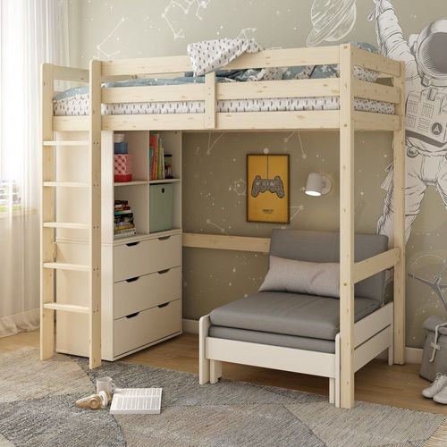 Lit Mezzanine Pin Massif Naturel 90x190