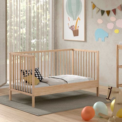 Lit Enfant Évolutif Avec Barrières En Bois 70x140cm - Bois Clair