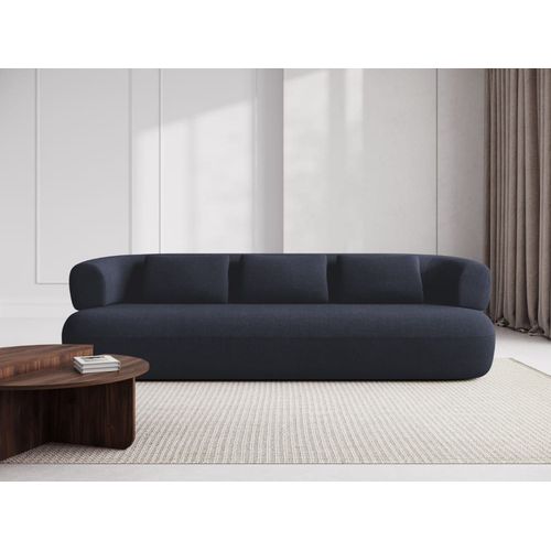 Canapé 4 Places En Tissu Bouclé Bleu Foncé