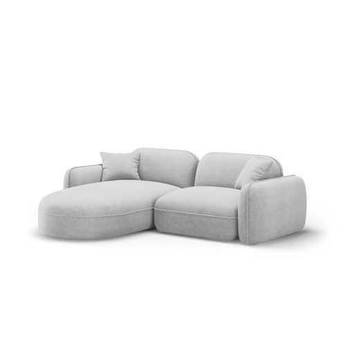 Canapé D'angle Gauche Modulable 3 Places En Velours Gris Clair