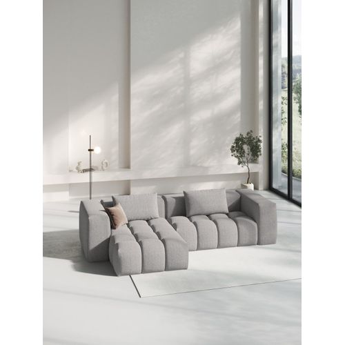 Canapé D'angle Gauche Modulable 3 Places Tissu Structurel Beige Foncé