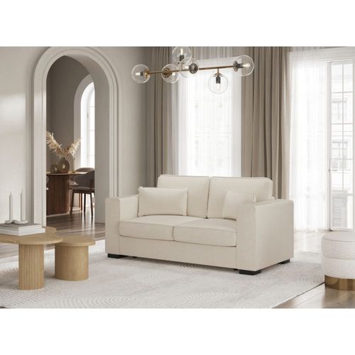 Canapé Droit Fixe 2 Places En Tissu - Beige