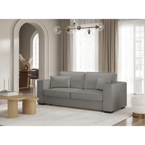 Canapé Droit Fixe 3 Places En Tissu - Gris