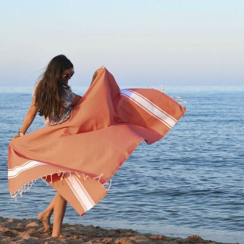 Fouta Coton Orange Corail 100x200