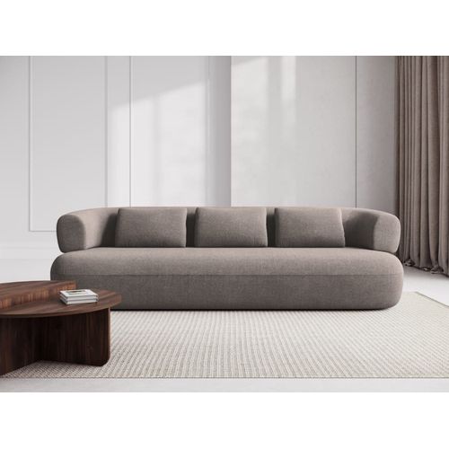 Canapé 4 Places En Tissu Bouclé Marron Clair