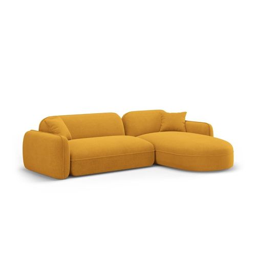 Canapé D'angle Droit Modulable 4 Places En Velours Moutarde