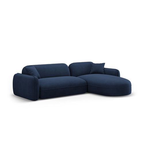 Canapé D'angle Droit Modulable 4 Places En Velours Bleu Foncé