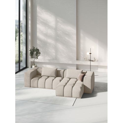 Canapé D'angle Droit Modulable 3 Places En Tissu Structurel Le Sable