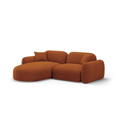 Canapé D'angle Gauche Modulable 3 Places En Velours Terracotta