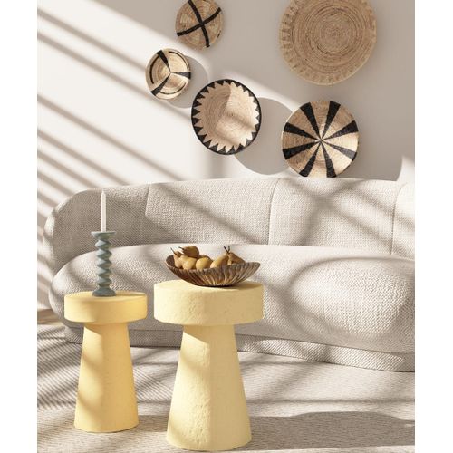 Petite Table D’Appoint Ronde Design En Magnésie Mouchetée De Bleu