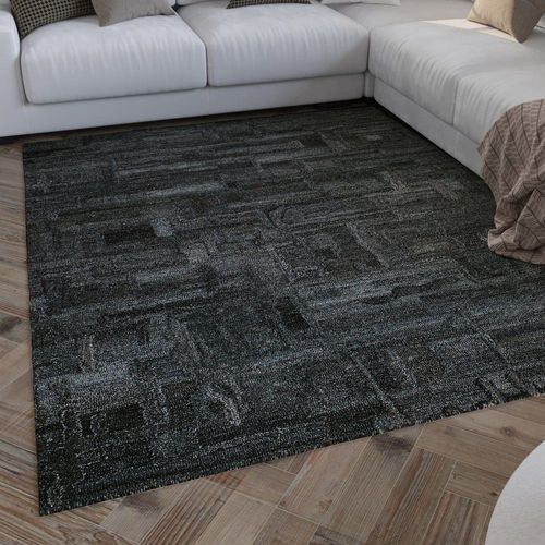 Tapis Gris Et Bleu Design Tufté Main À Relief 110x170