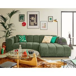 Canapé D'angle Droit 4 Places En Tissu Texturé Vert
