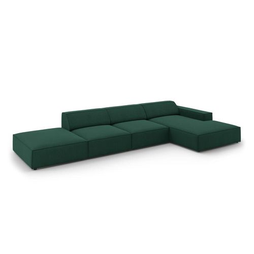 Canapé D'angle 5 Places En Tissu Structuré Vert