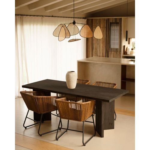 Table De Salle À Manger En Bois De Sapin Noir 160x75cm