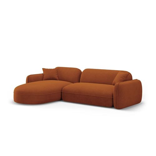 Canapé D'angle Gauche Modulable 4 Places En Velours Terracotta