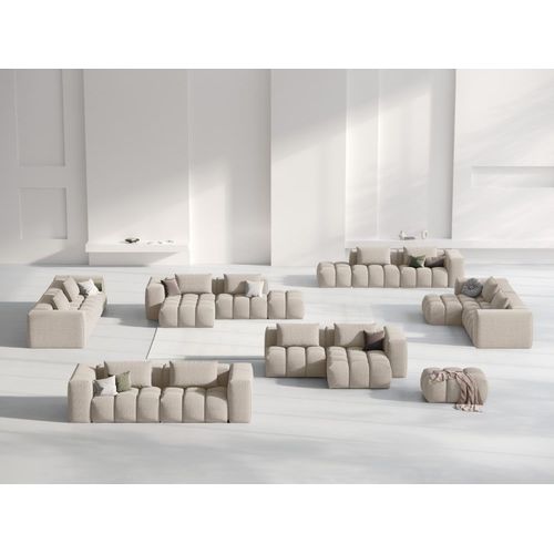 Canapé D'angle Droit Modulable 3 Places En Tissu Structurel Le Sable
