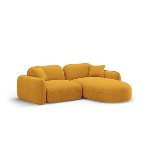 Canapé D'angle Droit Modulable 3 Places En Velours Moutarde