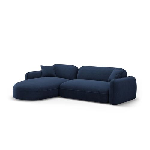 Canapé D'angle Gauche Modulable 4 Places En Velours Bleu Foncé