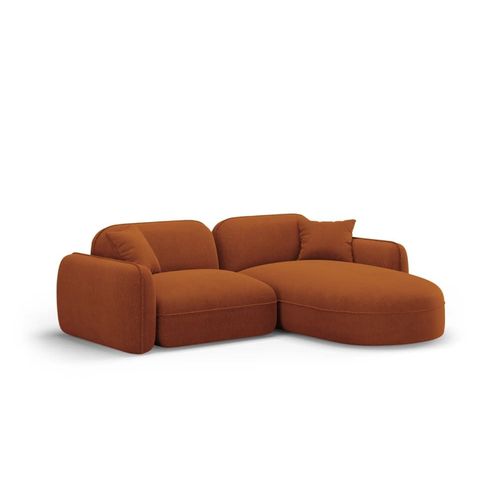 Canapé D'angle Droit Modulable 3 Places En Velours Terracotta