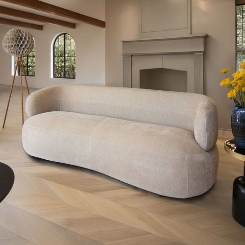 Canapé En Velours Texturé Beige 2 Places