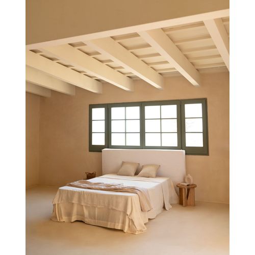Tête De Lit Tapissée Déhoussable En Lin Blanc 160x110cm