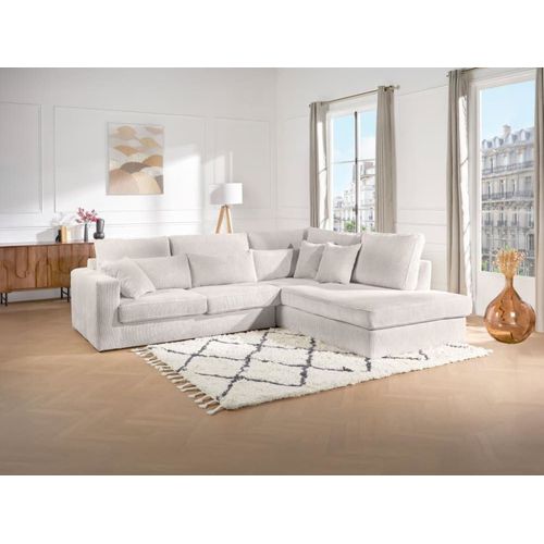 Canapé D'angle Velours 6 Places Beige