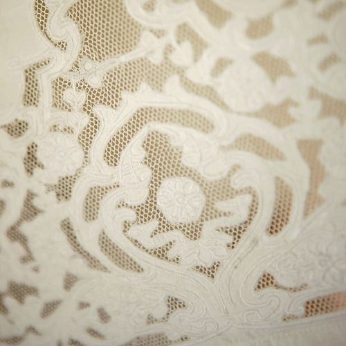Brise Bise En Lin Blanc Et Broderies 60x120 Cm