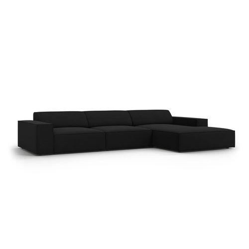Canapé D'angle 4 Places En Tissu Structuré Noir