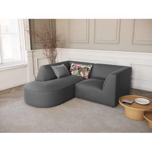 Canapé D'angle Gauche 3 Places En Velours Gris Foncé