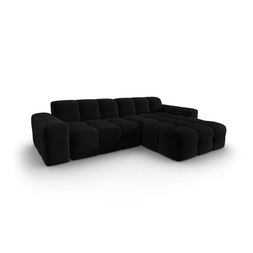 Canapé D'angle Droit 4 Places En Tissu Velours Noir