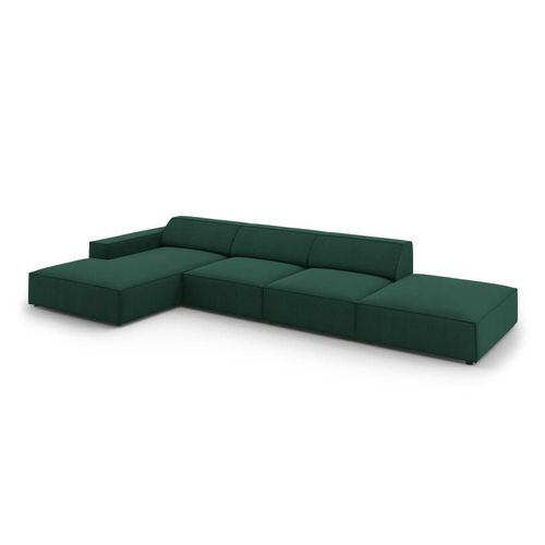 Canapé D'angle 5 Places En Tissu Structuré Vert